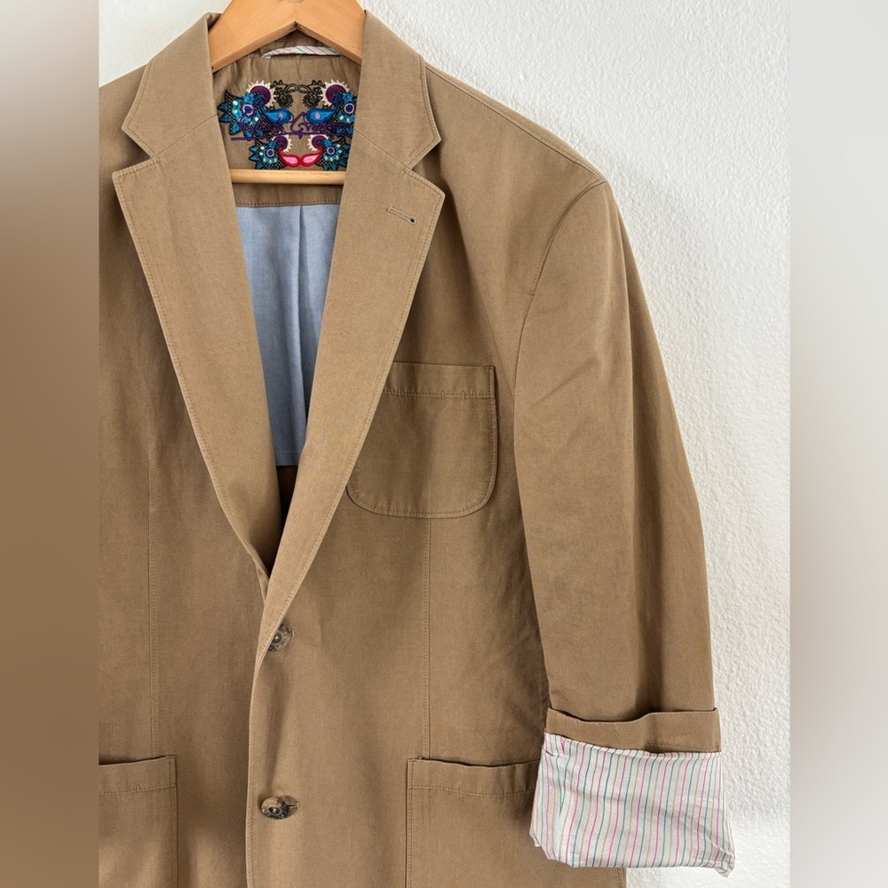 Robert Graham Tan Cotton Rally Blazer Sport Coat Jacket 40R
